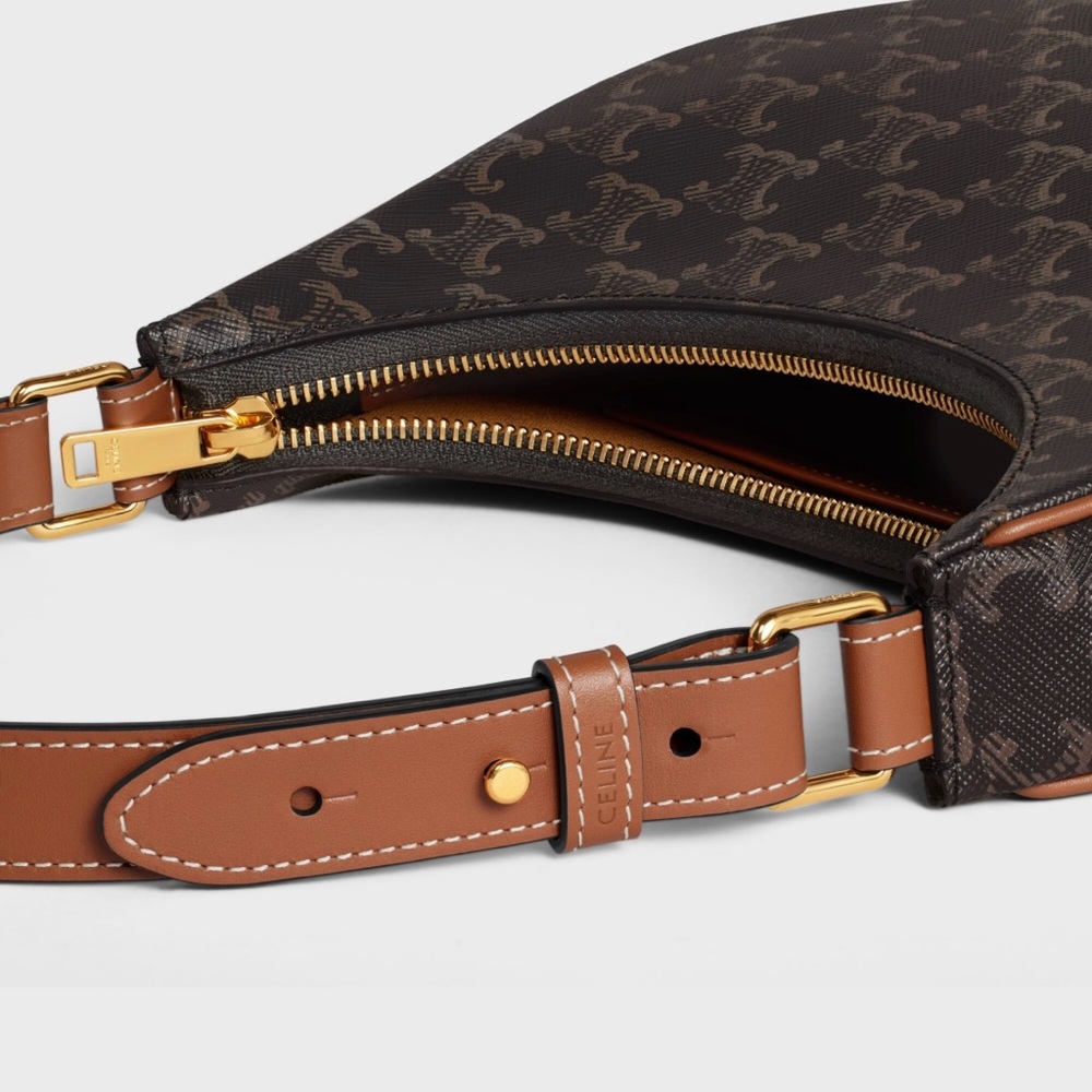 Celine Ava Shoulder Bag in Triomphe Canvas + Tan Calfskin NWT - Picture 4 of 15